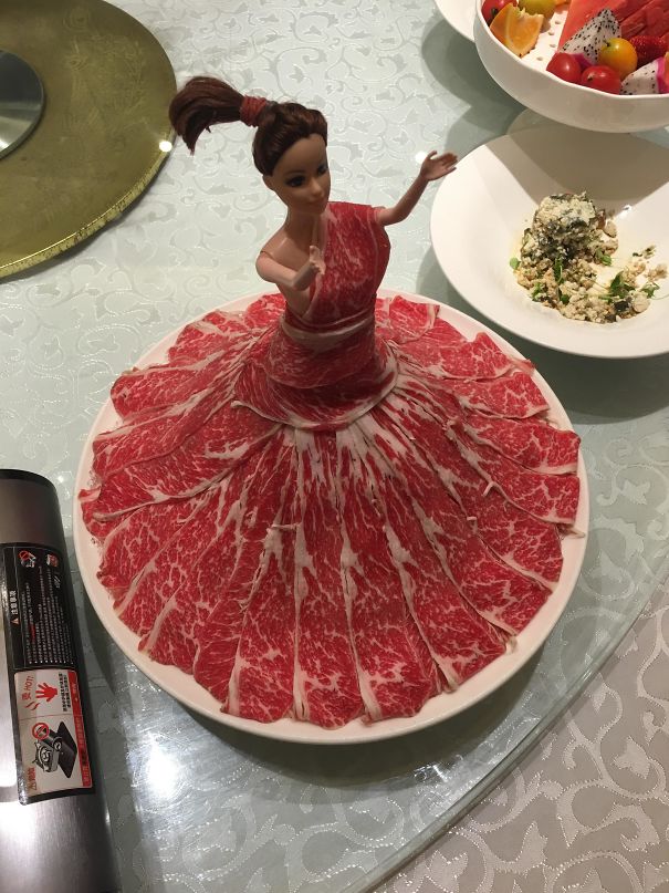 Meat Served On A Barbie Doll