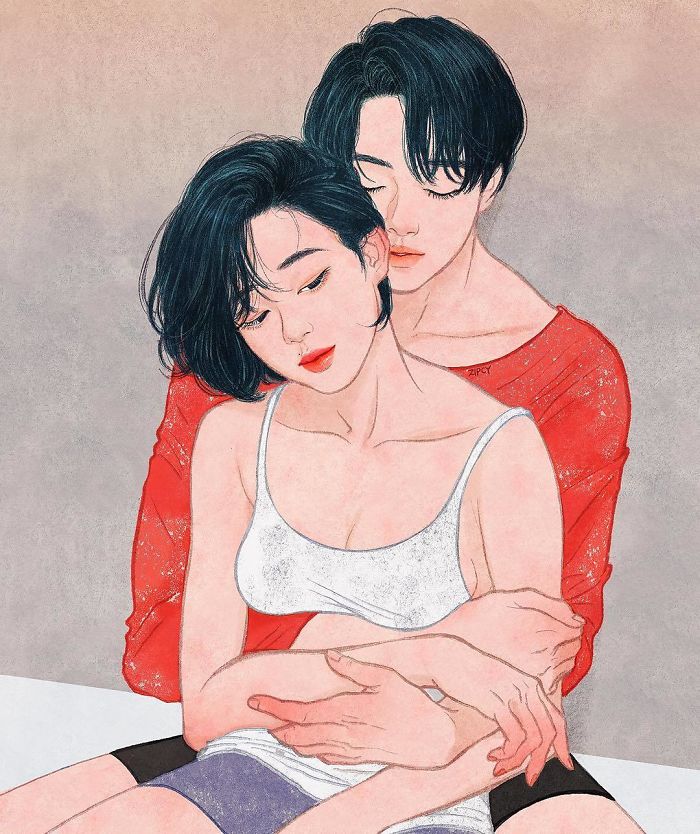 korean illustrations on love