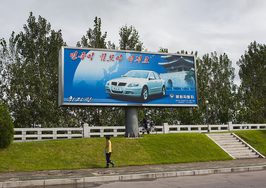 Ironically, The Only Advertising Billboards You Can See In Pyongyang Are About… Cars!