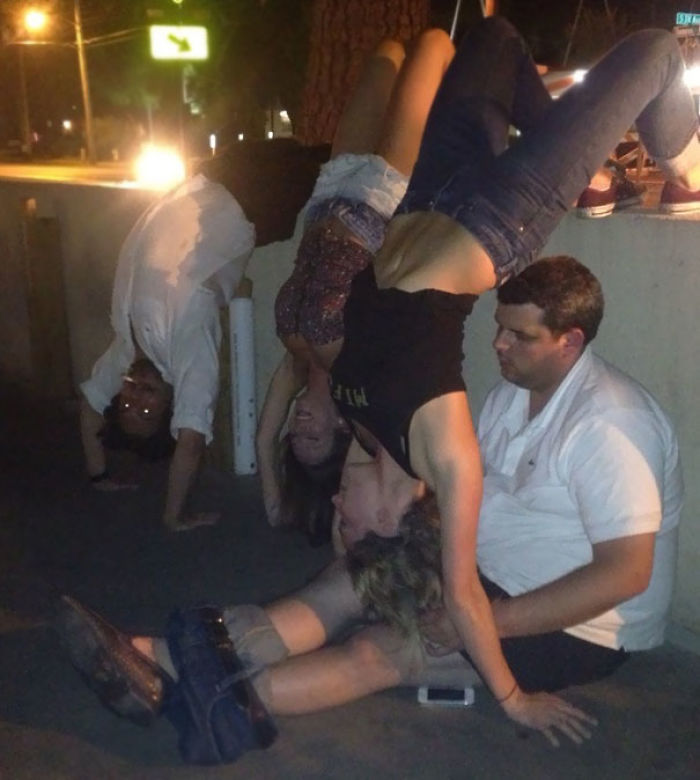 We Work At A Bar, After Closing Down (At 4 am) We Walked Out To Find This Guy; Pants Down, Passed Out. We Took A Picture And Then Took One On His Phone For Him. (We Also Woke Him Up And Put Him In A Cab) But At Least He Got A Pic When He Woke Up