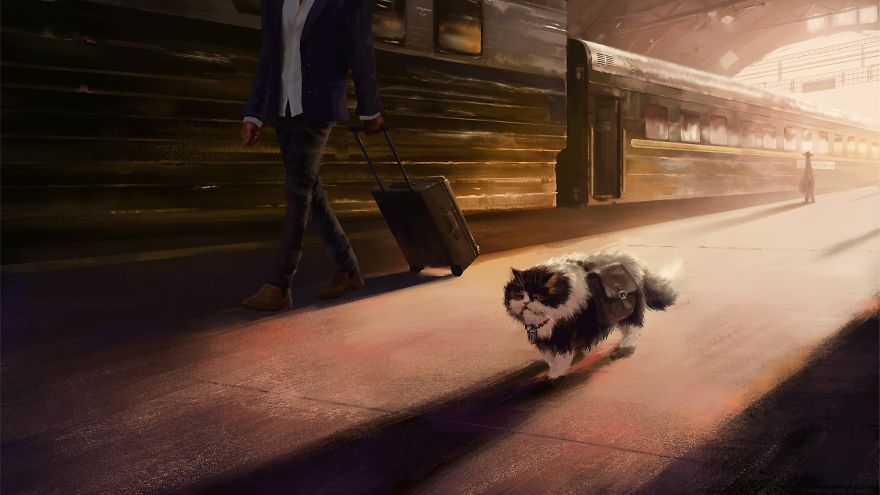 Artist Shows In Illustrations The Adventures Of A Journey Of A Kitten