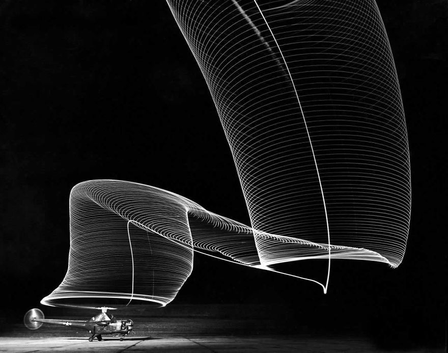 Long Exposure Of Helicopter Landing