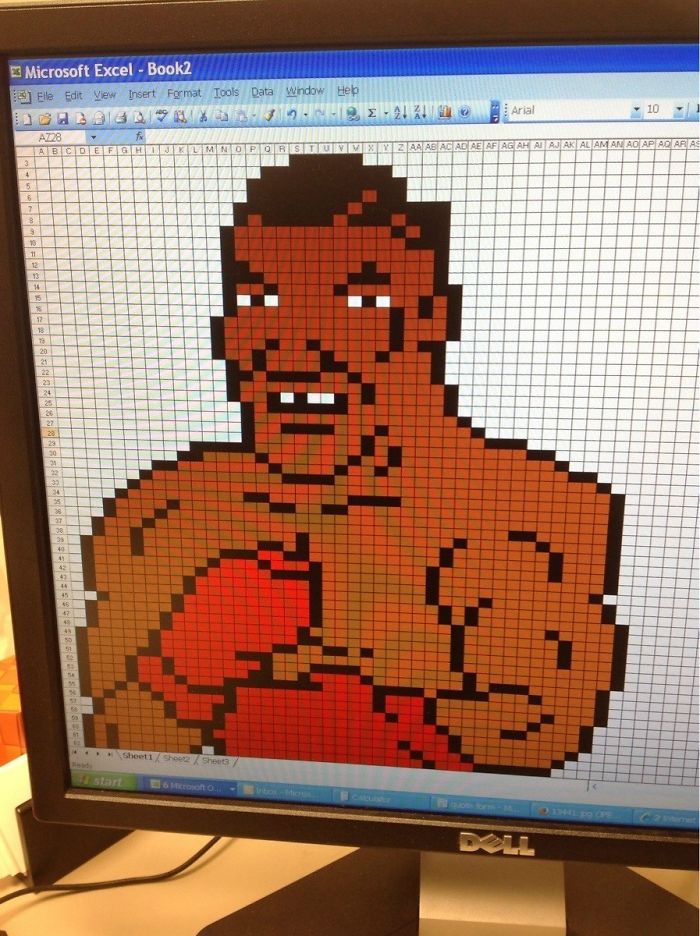 Getting Bored At Work. Made Mike Tyson In Excel