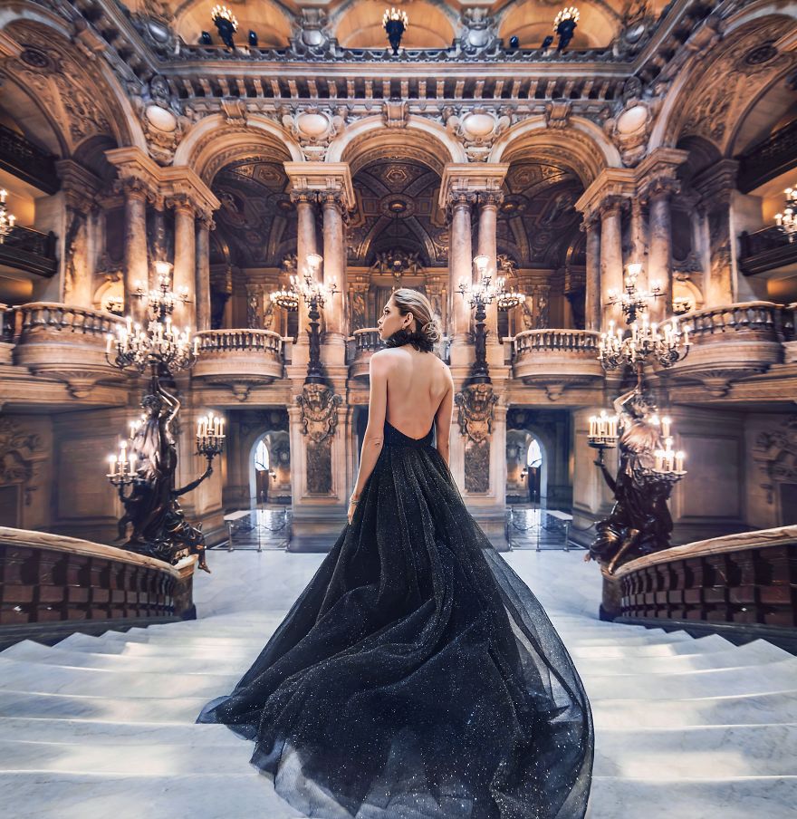 Opéra De Paris, Palais Garnier, Paris, France. Model: Vera Brezhneva