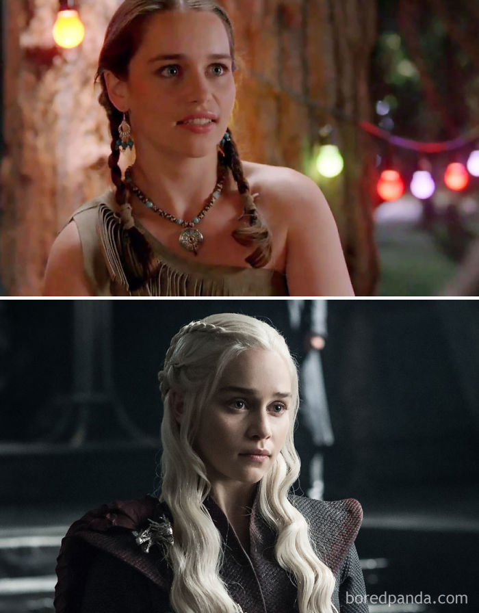 Emilia Clarke como Savannah (Triassic Attack, 2010) y como Daenerys Targaryen