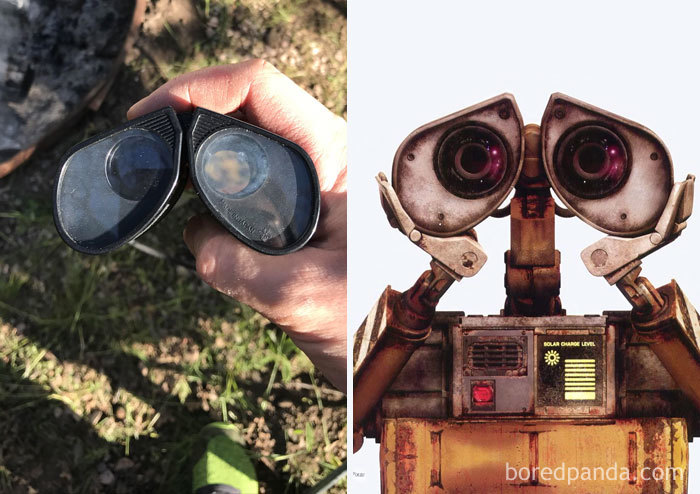 Prismáticos que parecen los ojos de Wall-E