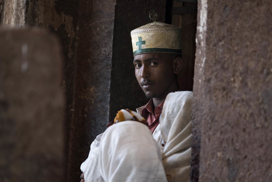  photographed christian believers inside rock-hewn churches lalibela 