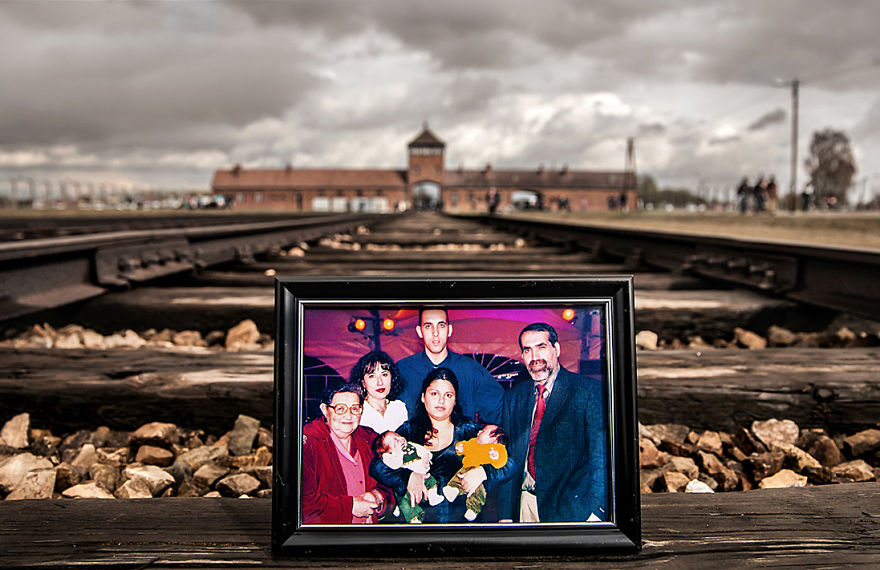 My Grandmother Survived Auschwitz, So I Put Photos Of My Family Against Its Background To Show How The Family Prospered Through 4 Generations After That