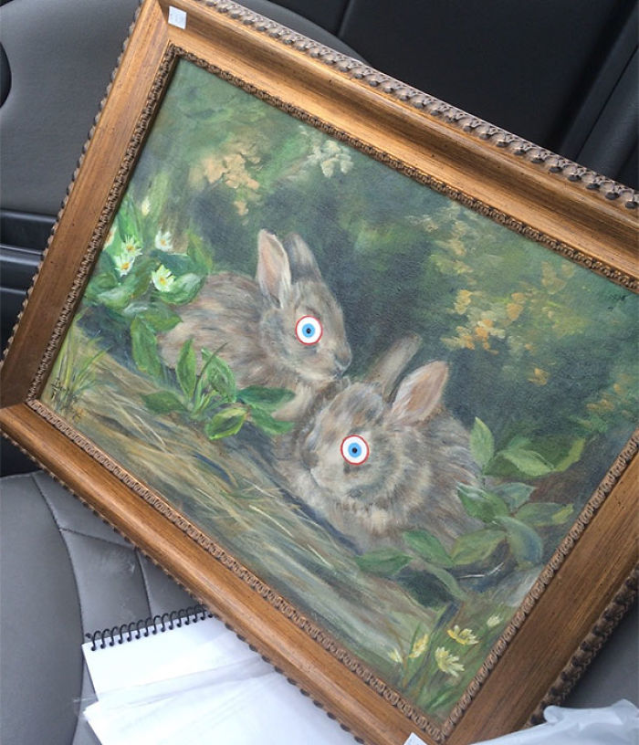 I Don’t Think I Ever Shared This Incredibly Intimidating Painting I Bought At Goodwill A Couple Weeks Ago. The Card On The Back Says It’s Called “Wired Rabbits” And It Cost Me 5 Dollars