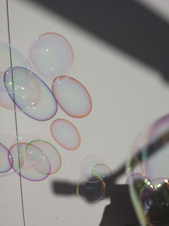 The Shadows Of These Soap Bubbles Are Very Colorful