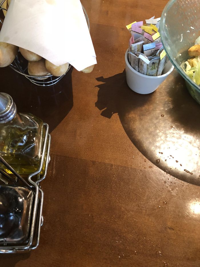 The Shadow Of The Sugar Packets Kind Of Looks Like The Beast From Beauty And The Beast