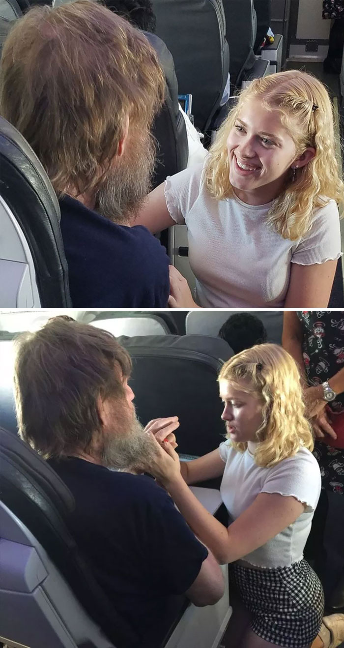 Dyslexic 15-Year-Old Girl Uses Sign Language To Ease The Nerves Of A Deaf And Blind Man Who Became Restless On A Flight