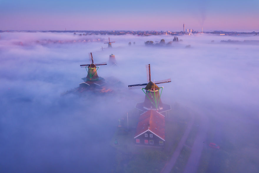  photographed dutch windmills fog results 