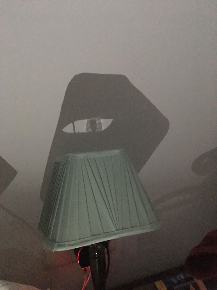 Shadow From My Phone Torch On My Lamp Looks Like An Anime Eye