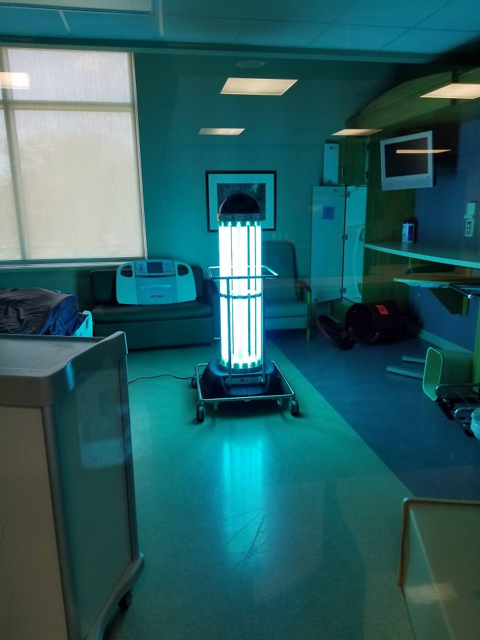 This Is A UV Light Used In Hospitals To Decontaminate Rooms That Were Occupied By Patients With Particularly Resistant Bacteria Or Bugs
