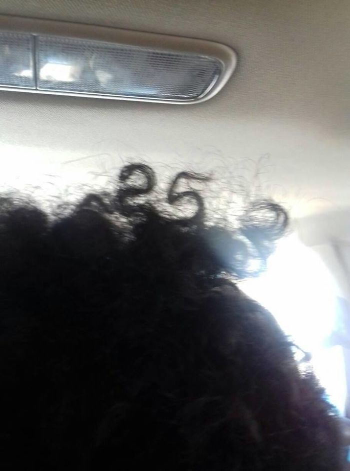 Uber Driver's Hair Formed A Perfect 25