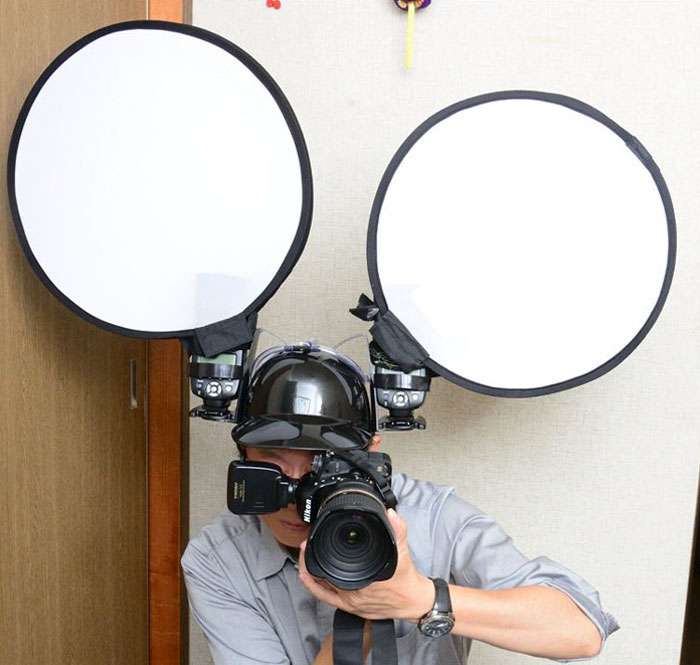  photographer uses beer helmets his flashes proves 