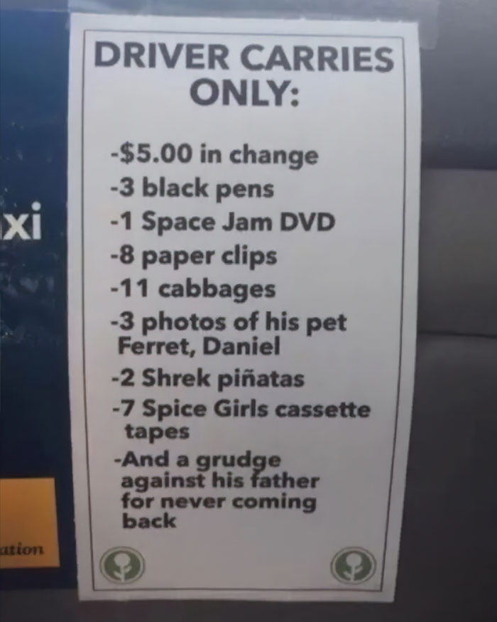 Sign In A Taxi Cab