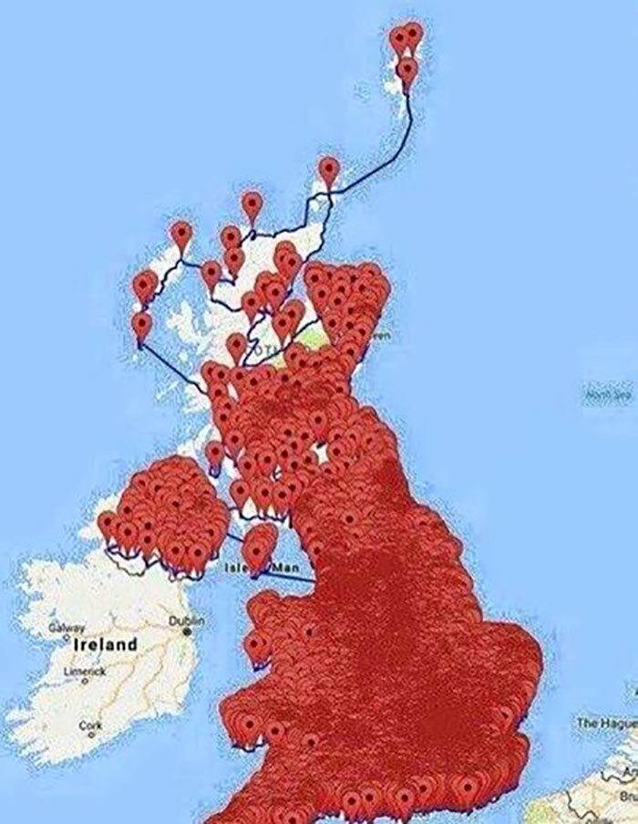 For Those Of You Suffering From Election Fatigue. A Map Of Pubs In The Uk