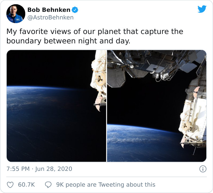  nasa astronaut shows what boundary between night 