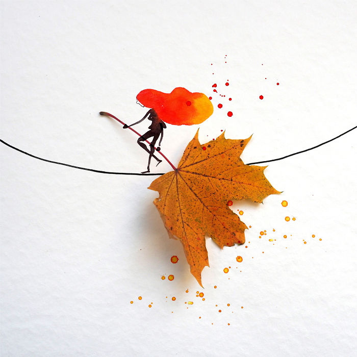 I Make Fall-Inspired Illustrations With Autumn Leaves