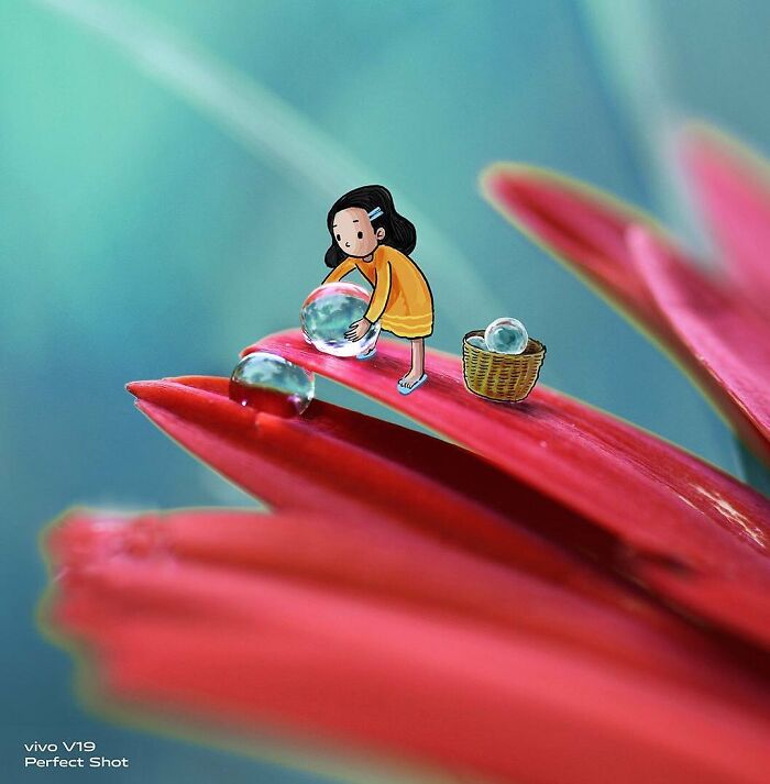17 Macro Photographs Combined With Cute Illustrations By Vimal Chandran