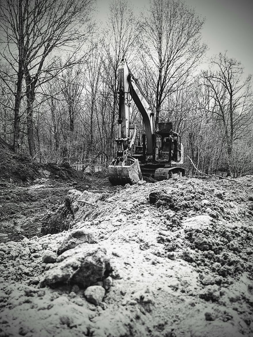 I Took Pictures Of My Dads Excavator During A Break When He Was Digging A Basement