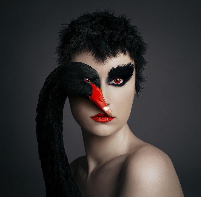 Hungarian Artist Shares An Eye With Animals In Her Stunning Self-Portrait Series (13 New Pics)