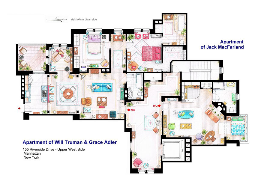 Artist Draws Detailed Floor Plans of Famous TV Shows