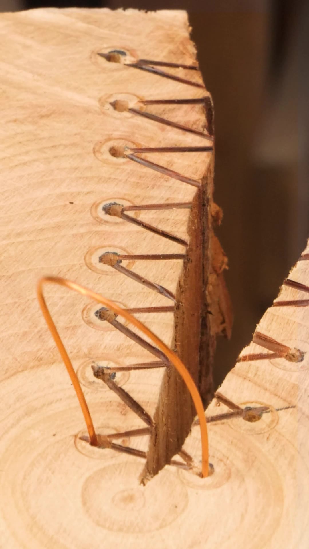 Hole In a Log? Stitch it With Copper Wire!