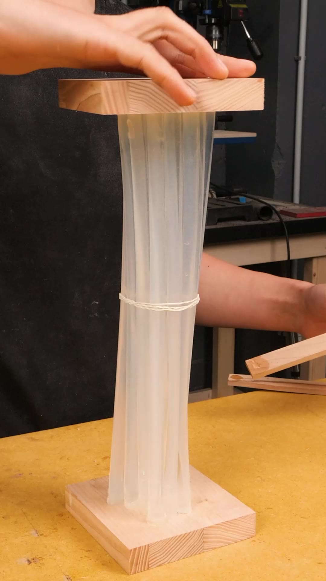 He turned simple glue sticks into 2 stunning lamps
