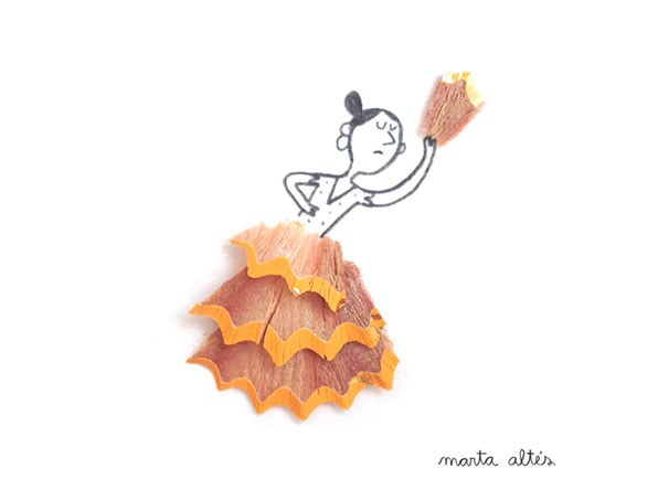 Pencil Shavings Turned into Illustrations by Marta Altes