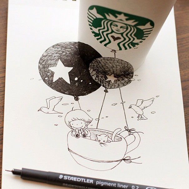 Starbucks Cups Become 3d Drawings Bored Panda