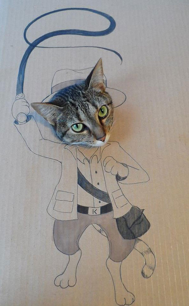 Cats Photographed in Cardboard Costumes
