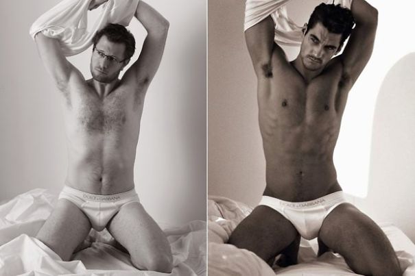 Regular Guys vs Male Supermodels Side-by-side In Underwear Ads