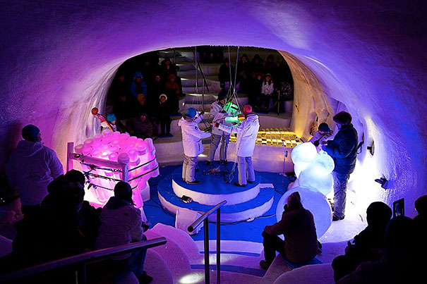 Orchestra Performs In Igloo With Instruments Made Of Ice