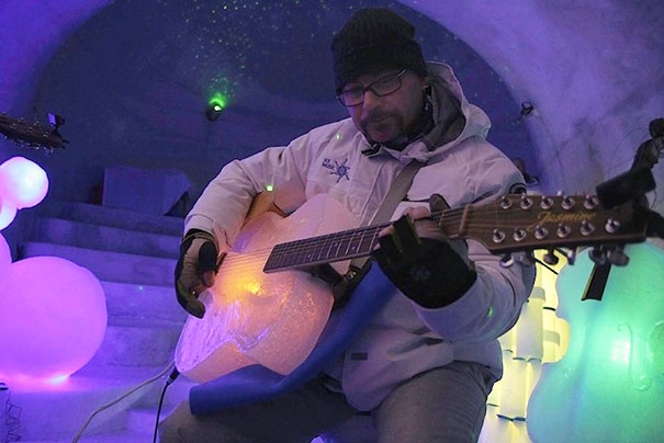 Orchestra Performs In Igloo With Instruments Made Of Ice