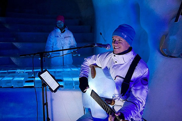 Orchestra Performs In Igloo With Instruments Made Of Ice