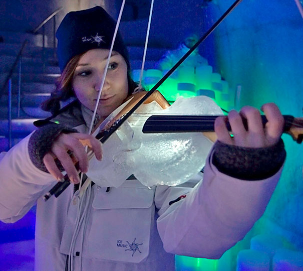 Orchestra Performs In Igloo With Instruments Made Of Ice