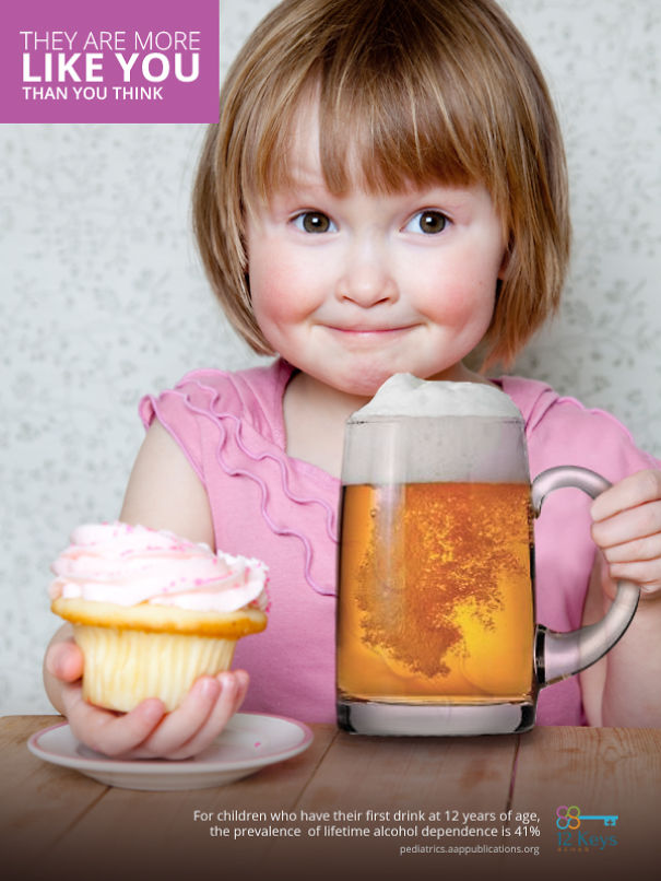 12 Shocking Photoshopped Images Make Children's Alcohol Addiction A Reality