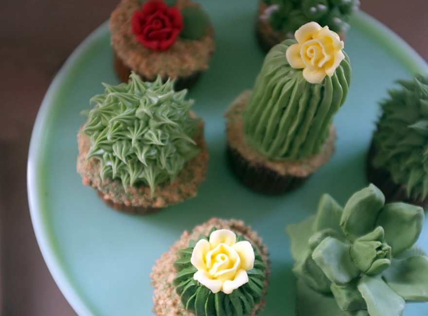 Designer Creates Beautifully Delicious Cactus Cupcakes