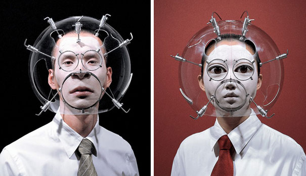 Bizarrely Distorted Faces With Optical Helmets By Hyungkoo Lee