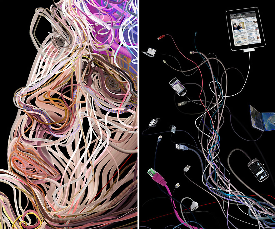 Stunningly Intricate Illustrations Of Animals And People Made Of Hundreds Of Wires