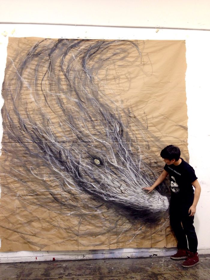 Ferocious Life-Sized Beasts Drawn By Fiona Tang Leap Off The Paper At You