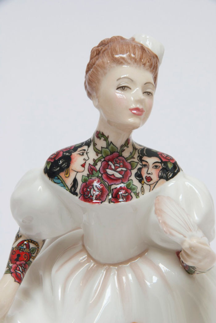 These Porcelain Dolls Look Perfectly Traditional Except For Their Sailor Tattoos