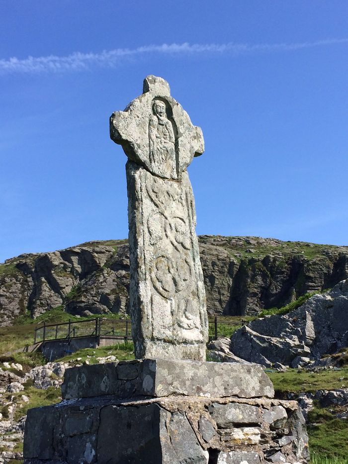 Celtic Cross At The Priory On Oronsay