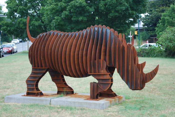 Rambling Robbie The Steel Rhino By Cardboard Safari. Artinplace: Charlottesville, Va
