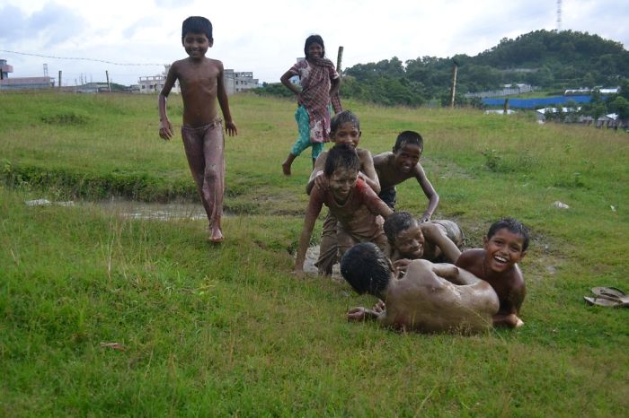 Children Playing In Mud, Chittagong, Bangladesh