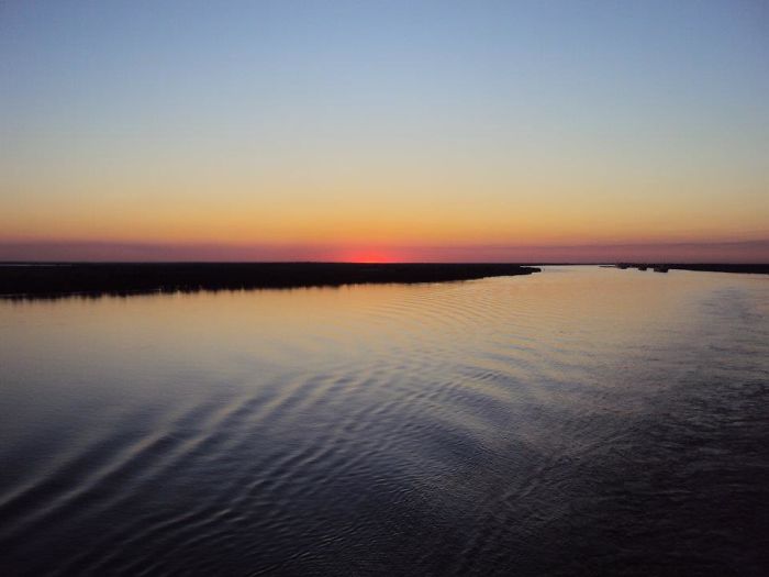 Serene Sunset On The Mississippi River Delta, Louisiana, Usa.