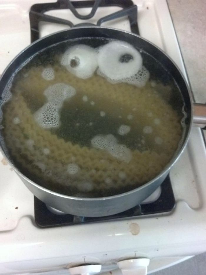 While Cooking Pasta, A Cookie Monster Suddenly Appeared